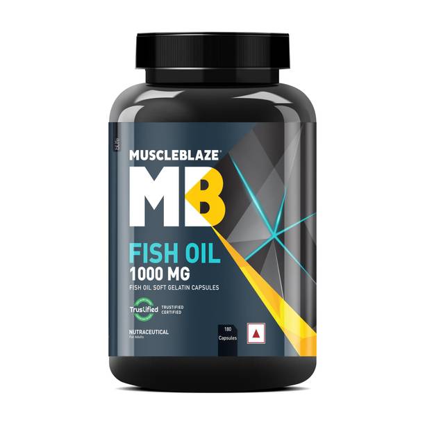 MUSCLEBLAZE Omega 3 Fish Oil 1000 mg (180mg EPA and 120mg DHA)
