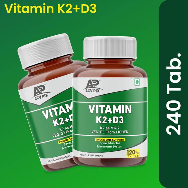 acv-pix VITAMIN-D3 K2 SUPPLEMENT | D3 FROM VEG LICHEN | K2 AS MK-7 | 120 VEG TAB