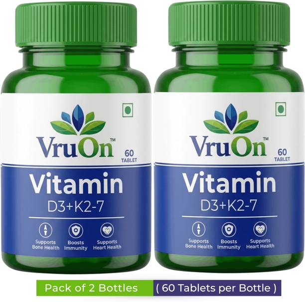VruOn Pack of 2 | Vitamin D3 + K2-7 Tablets