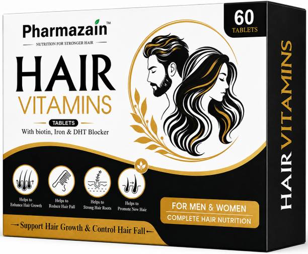 PHARMAZAIN Hair Vitamins (with Biotin & Iron)for Hair Regrowth & Hairfall Control