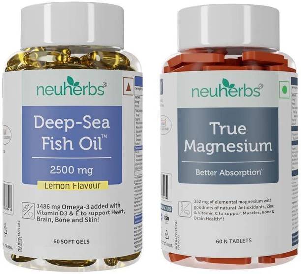 Neuherbs Deep Sea Omega 3 Fish Oil & True Magnesium For Heart, Muscle & Bone, Combo Pack