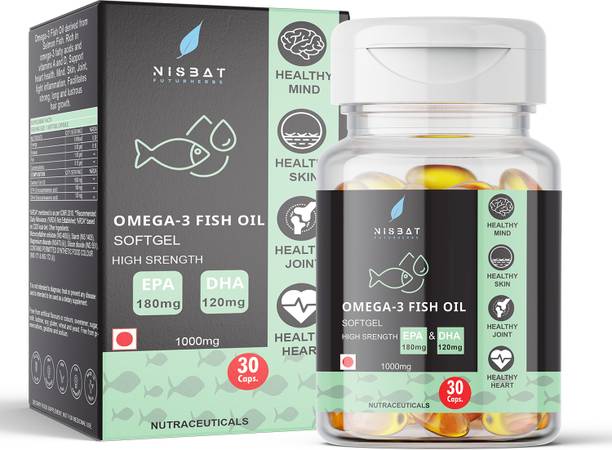 Nisbat Futurherbs Omega 3 EPA DHA Fish Oil Softgel for Bone Skin Hair Joint Mind Heart Health