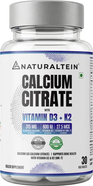 NATURALTEIN Calcium Citrate with Vitamin D3 + K2 (MK7) | Bone & Joint Support