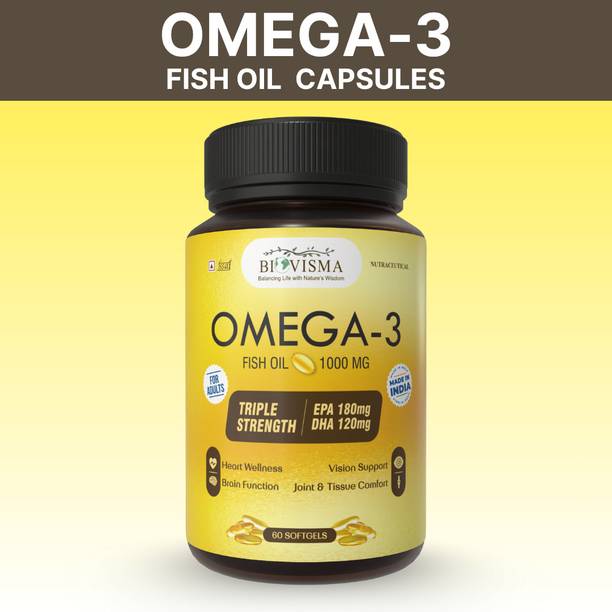 BIOVISMA Fish Oil (Omega 3 1000 mg with 180 mg EPA and 120 mg DHA) For Brain & Heart