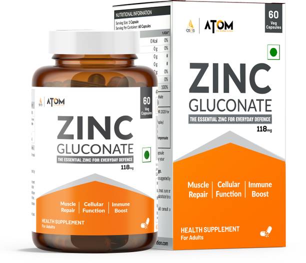 AS-IT-IS Nutrition ATOM Zinc Gluconate 118mg, 17mg Elemental Zinc