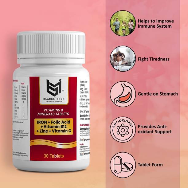 Black mirror IRON, VIT B12, FOLIC ACID, VIT C, ZINC, BEET ROOT EXT. SUPPLIMENTS TABLETS