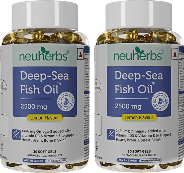 Neuherbs Deep Sea Omega 3 Fish Oil Capsules, Triple Strength 2500mg,EPA- 892mg, DHA-594mg