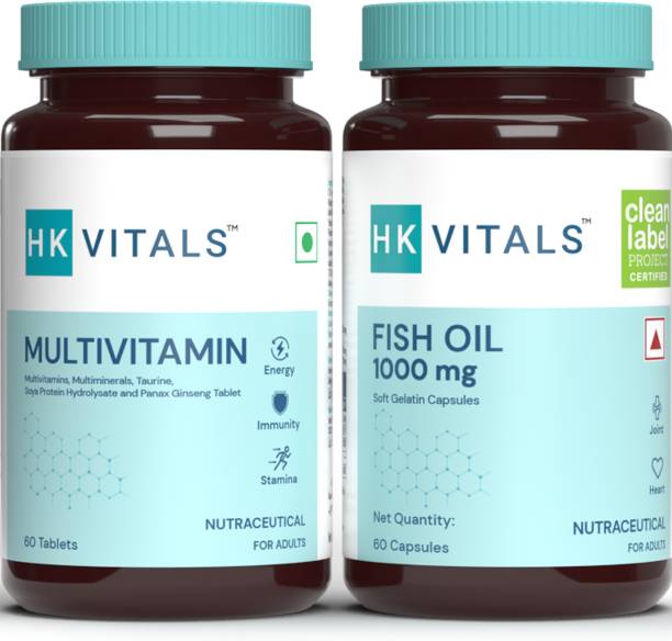 HEALTHKART HK Vitals Fish Oil with Omega 3 and Multivitamin Combo, For Men and Women