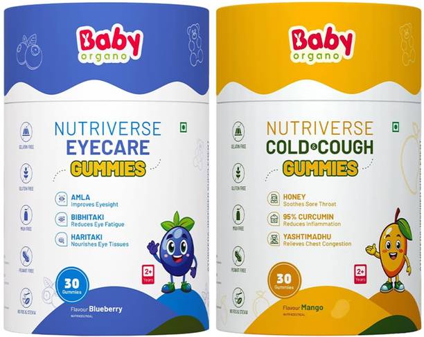 BabyOrgano Nutriverse Kids Eye Care & Cold Cough Gummies | Vision & Immunity Support(2-15Y)