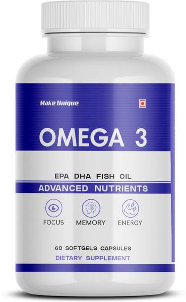 Make Unique Omega 3 Fish Oil Best Fatty Acids for Strength 60 Softgels OMEGA1KMG02