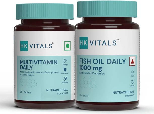 HEALTHKART HK Vitals Multivitamin + Fish Oil (30N tabs+ 30N Softgel caps), 2 Piece(s)/Pack