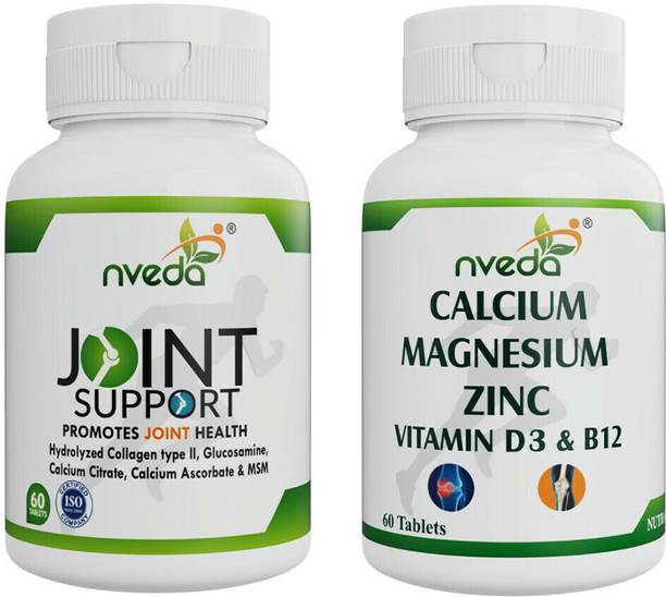 Nveda Combo Pack Joint Support 60 tabs & Calcium, Magnesium, Zinc, Vit D & B12