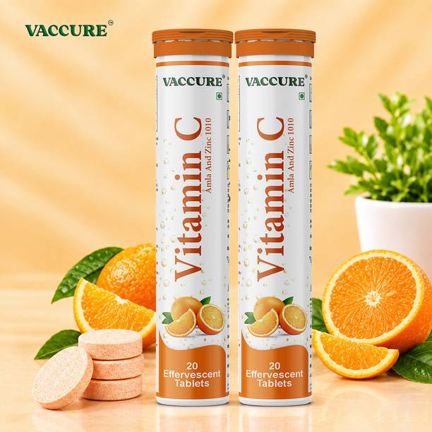 VACCURE Vitamin C,Amla With Zinc | Effervescent Tablets | Orange Flavour