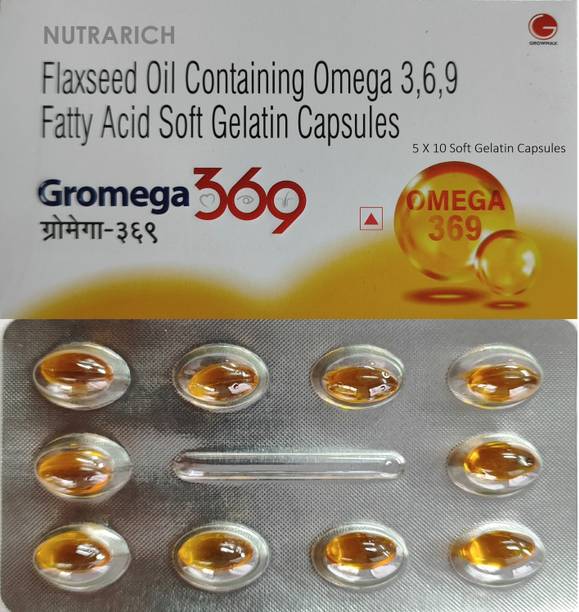 NUTRARICH Gromega Flaxseed Oil Capsule 500 mg Omega 3 6 9 Skin Hair Eye Heart Joint Health
