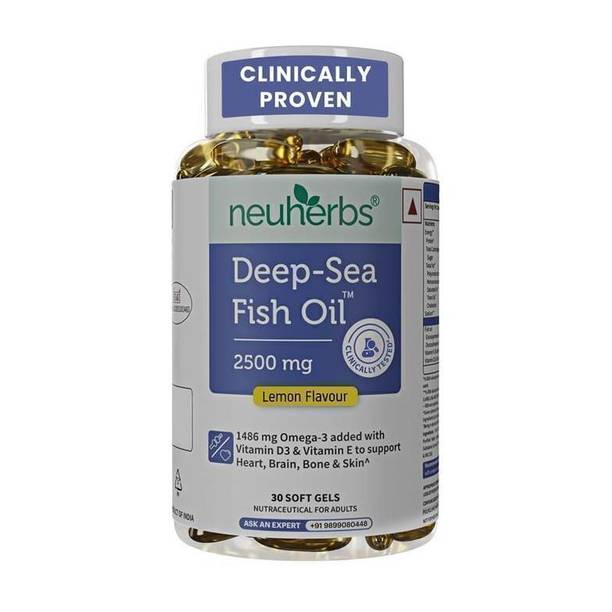 Neuherbs Deep Sea Omega 3 Capsules, Fish Oil Triple Strength 2500mg,EPA- 892mg, DHA-594mg