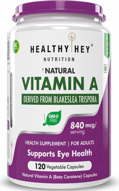 HealthyHey Nutrition Natural Vitamin A from Beta Carotene | Non-Synthetic -120 Veg Capsules