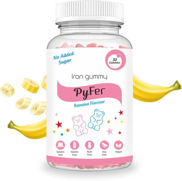 Aesthetic Softcaps Iron Gummies |Py Fer| Haelth Benefits of Iron Kids, Men, Women, Banana Flavour