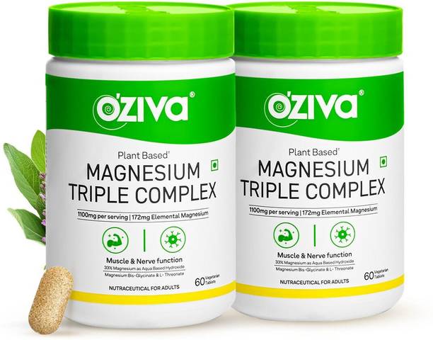 OZiva Magnesium Triple Complex |With Aquamin Mg, Magnesium Bisglycinate|Nerve Function
