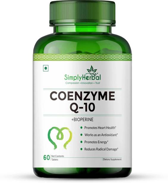 Simply Herbal Coenzyme Q10 200mg Tablets with Bioperine Antioxidant Supplements