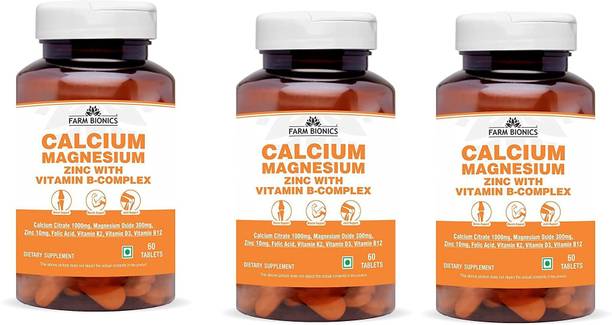 FARM BIONICS Calcium Magnesium Zinc with Vitamin B Complex - Pack of 3