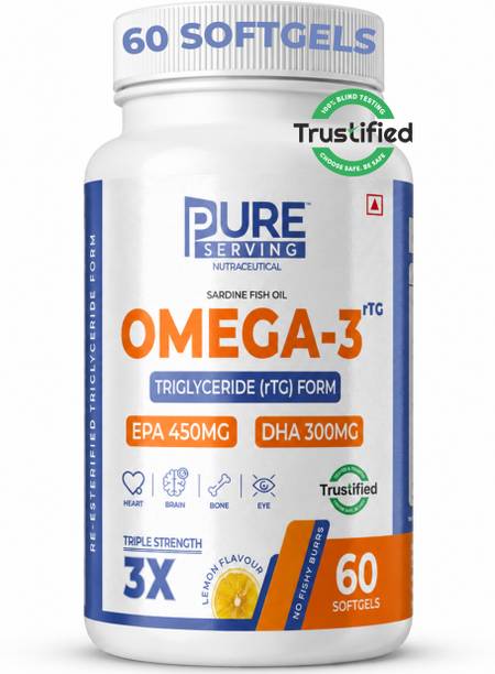 Pure Serving Triple 3X Strength Omega 3 450mg EPA/300mg DHA Re-Esterified Triglyceride (rTG)