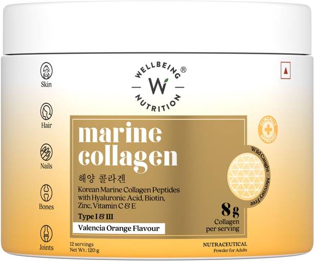 Wellbeing Nutrition Marine Collagen, HLA & Biotin, Valencia Orange Flavor, 120g