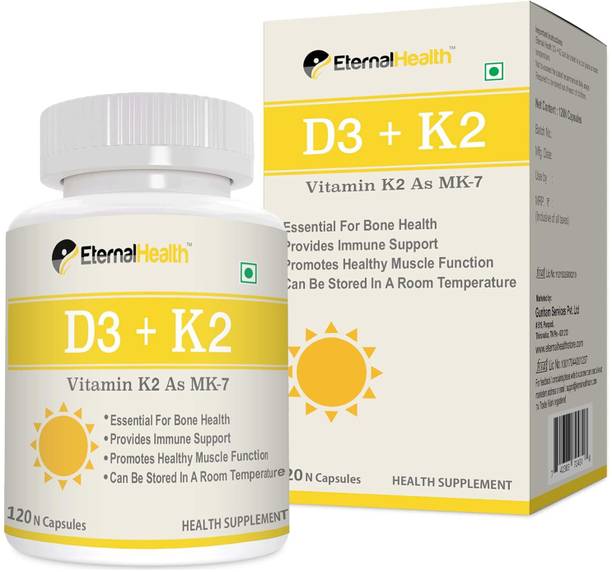 EternalHealth Vitamin D3 with K2 as MK-7 - Vitamin D & K Complex - Vitamin D3 & K2 as MK-7