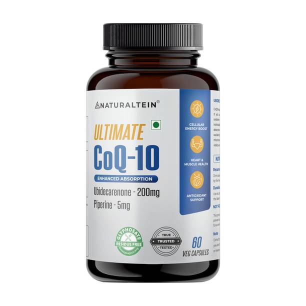 NATURALTEIN Ultimate CoQ10 with Piperine|200mg Coenzyme Q10 for Heart, Brain & Muscle Health