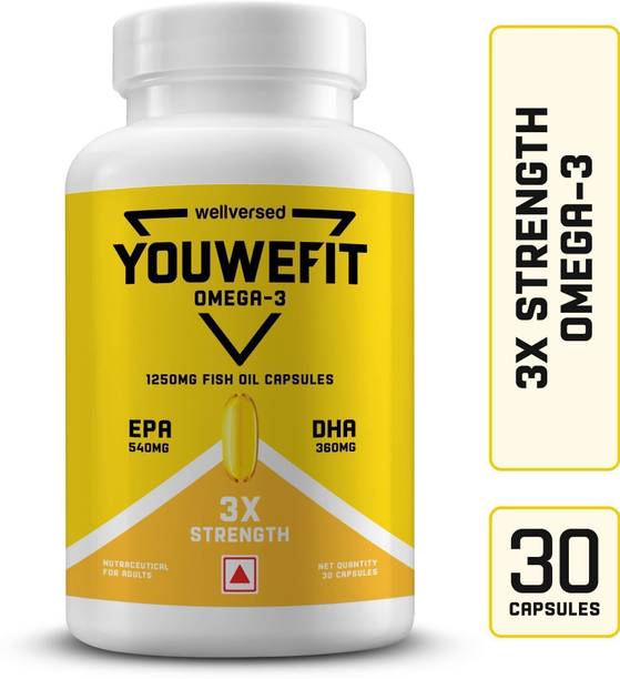 YouWeFit Omega-3 Fish Oil | 1250mg Triple Strength Capsules | No Fishy Burps