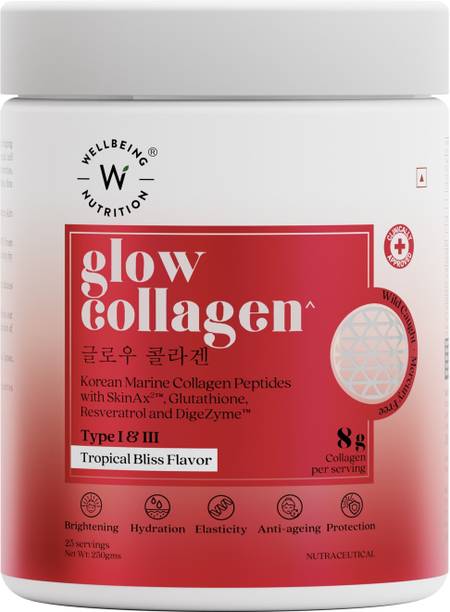 Wellbeing Nutrition Glow Korean Marine Collagen Peptides with SkinAx²™, Tropical Bliss Flavor