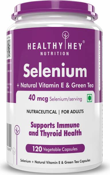 HealthyHey Selenium plus Natural Vitamin E, Supports Antioxidant Supplement, 120 Veg Capsules