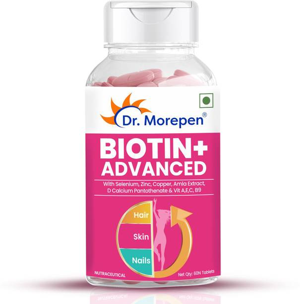 Dr. Morepen Biotin+ For Hair Growth, Skin & Nails | Multivitamins + Natural Extracts