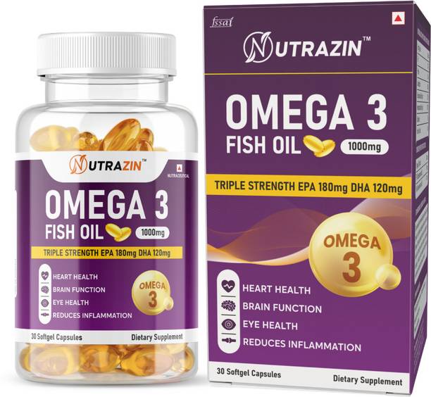 NUTRAZIN Omega 3 Fish Oil 1000 mg Triple Strength EPA 180 DHA 120 - 30 Capsules