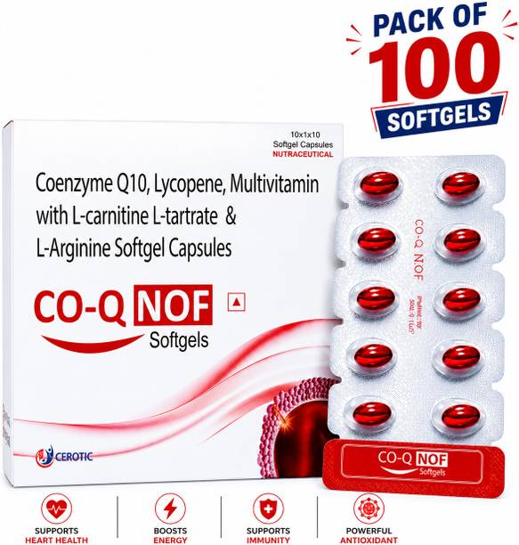 CO-Q-NOF Coenzyme Q10 100mg with Selenium 40mcg Softgels for Energy & Antioxidant Support