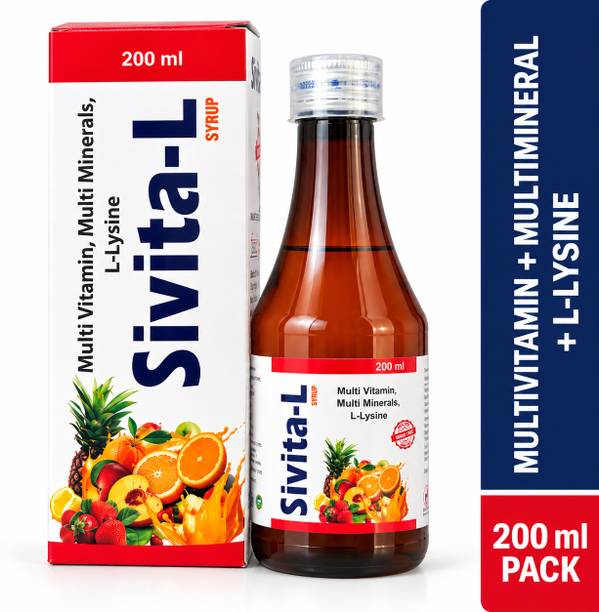 Sivvia Multivitamin Multimineral Syrup with L-Lysine Biotin Zinc & Selenium Sugar Free