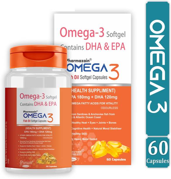 PHARMAZAIN LIFE SCIENCES Premium Omega 3 1000mg Softgels – For Heart Wellness, Brain and Joint Support