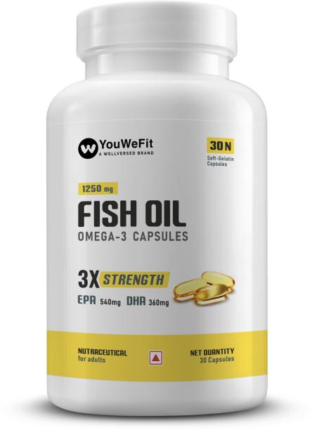 YouWeFit Omega-3 Fish Oil | 1250mg Triple Strength Capsules | No Fishy Burps