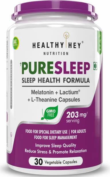 HealthyHey Nutrition Puresleep Bedtime - Herbal Supplement with Melatonin,Lactium & L-Theanine