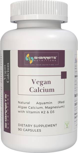 SHARRETS Vegan Calcium with Magnesium, Vitamin D3 & Vitamin K2 -90 Veg Capsules