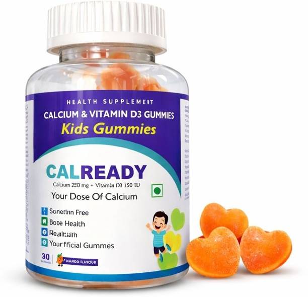 CALREADY Kids Calcium Vitamin D3 Gummies Sugar Free Mango Flavour 30 Gummies