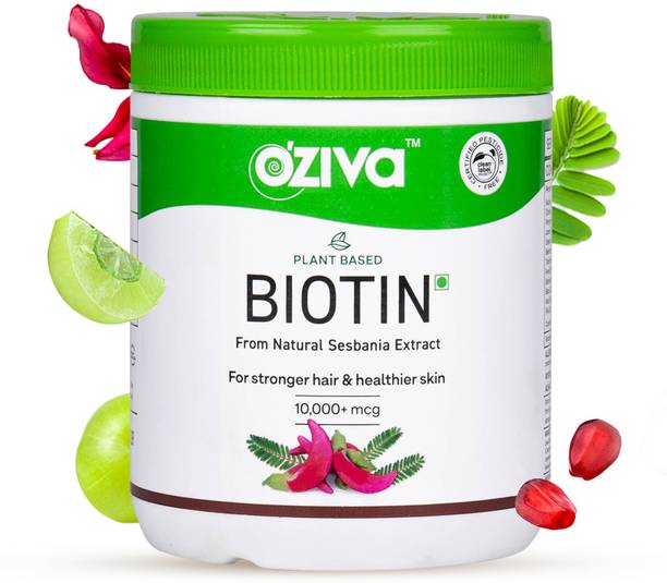 OZiva Plant Based Biotin 10000+ mcg With Amla,Pomegranate For Strong Hair & Healthy Skin