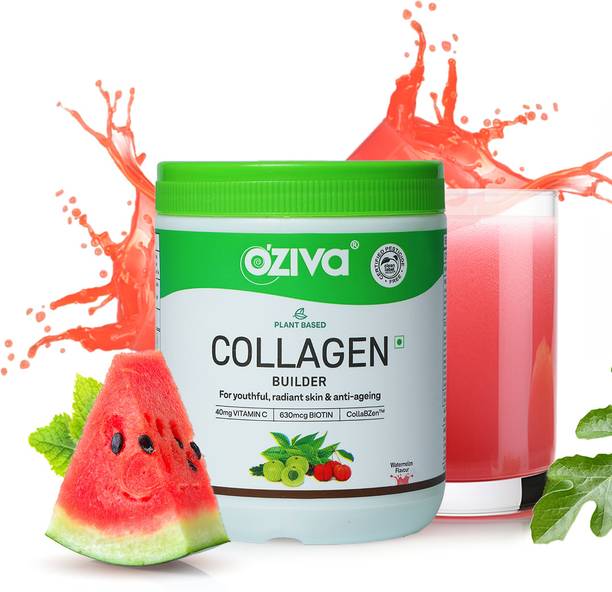 OZiva Plant Based Collagen Builder for Men & Women, Biotin, Vitamin C , Watermelon