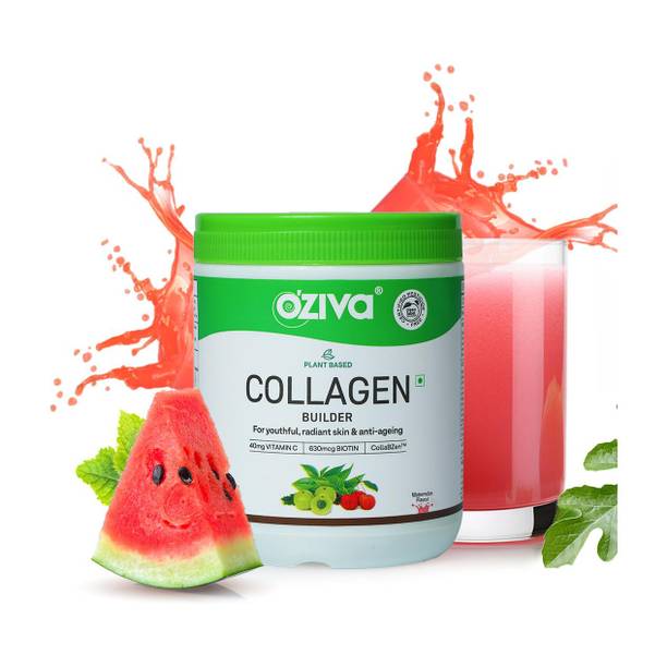 OZiva Plant Based Collagen Builder for Men & Women, Biotin, Vitamin C , Watermelon