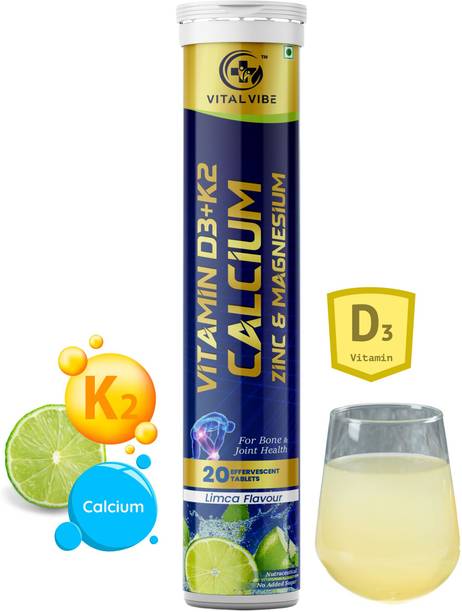 VITAL VIBE Vitamin D3 K2 Calcium Effervescent Tablets for Bone & Joint Health