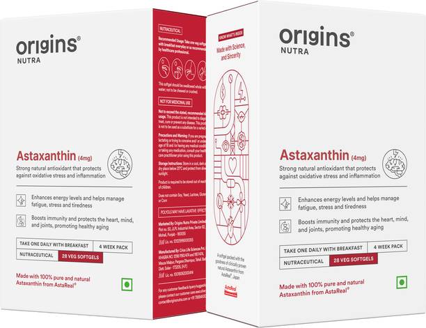 Origins Nutra Astaxanthin Super Antioxidant,Heart,Skin&Eye Health,Joint Support Pack of 2