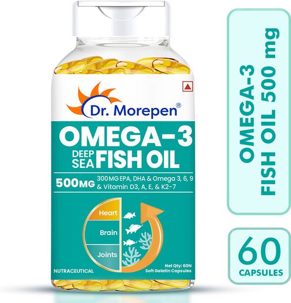 Dr. Morepen Omega-3 Deep Sea Fish Oil | 500mg Capsules with Vitamin A & E| No Fishy Burps