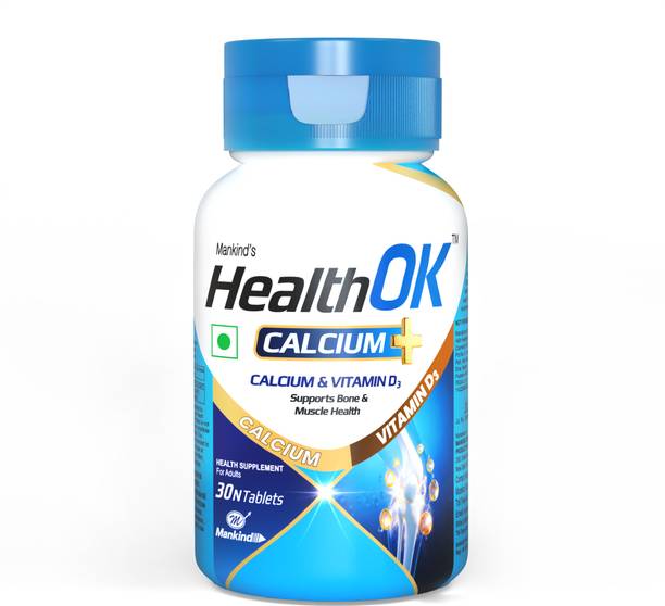 Health Ok Calcium Tablets with Vitamin D3 for Bone Strength & Joint Support