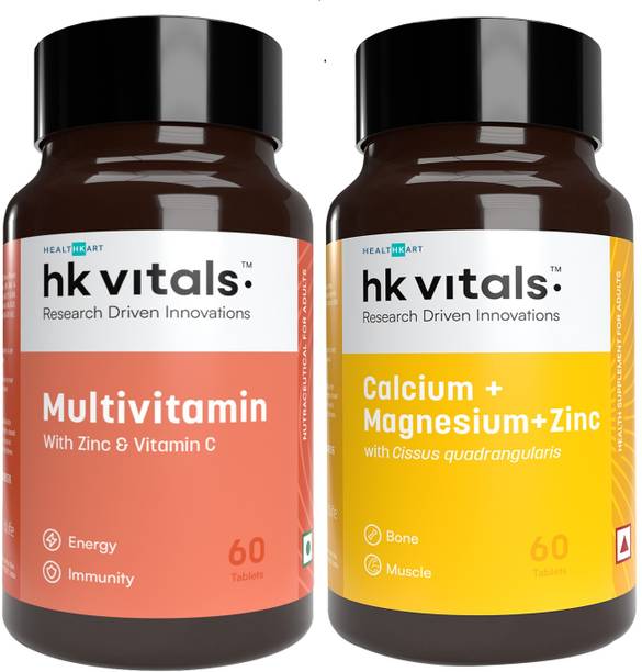 HEALTHKART HK Vitals Multivitamin + Calcium, Unflavoured (Pack of 2)