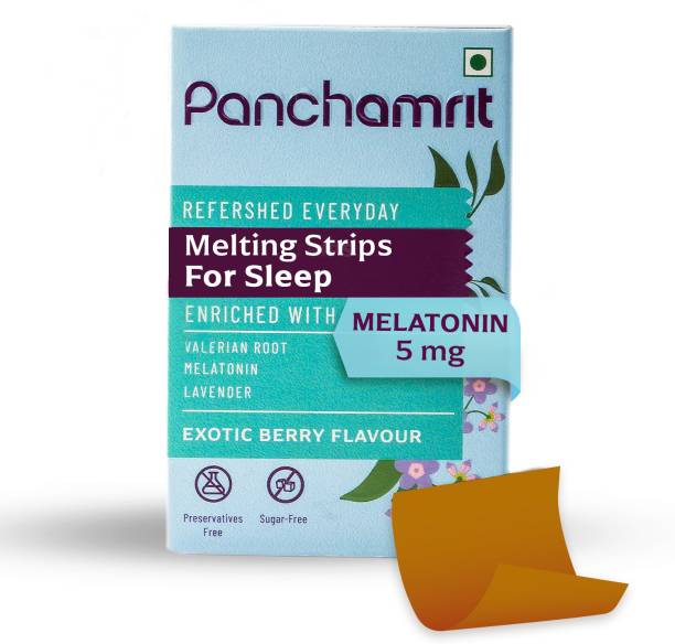 Panchamrit Melting Strip for Sleep I Promotes Sound Sleep I 30 Oral Strips, Berry Flavour