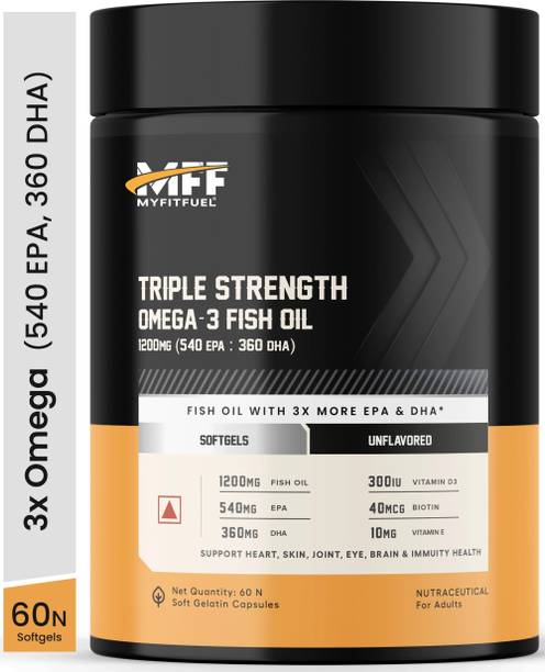 MyFitFuel Triple Strength Omega 3 Fish Oil, 1200mg (540 EPA 360 DHA), 60 softgels